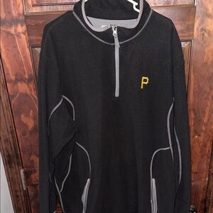Antigua Black Quarter-Zip Sweater with Yellow Pirates Logo